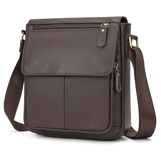 Borsa Pelle Uomo Sunvp Borsa Messenger In Vera Pelle - Stile Vintage Per Uomo, Pratica Ed Elegante Cartella A Tracolla Vintage - Foto 5