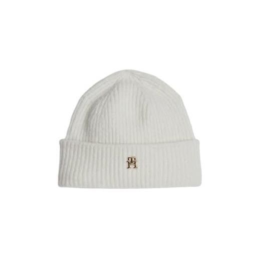 Tommy Hilfiger luxe beanie - berretto da donna, colore: bianco/argento, bianco, taglia unica