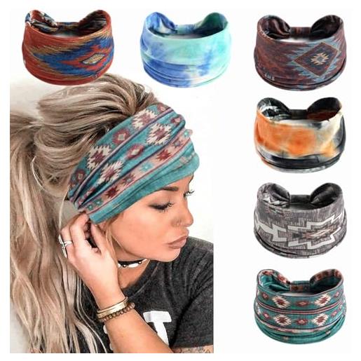 AIZIYIN fasce per capelli alla moda da donna, turbante con fiori, in cotone, ampie, per yoga, sport, fascia per la testa (p6wboranse)