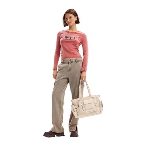 Desigual maglietta da donna a maniche lunghe t-shirt, colore: rosso, xxl