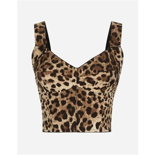 Dolce & Gabbana bustier in charmeuse stampa leopardo