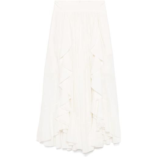 ZIMMERMANN gonna lunga con ruches - bianco