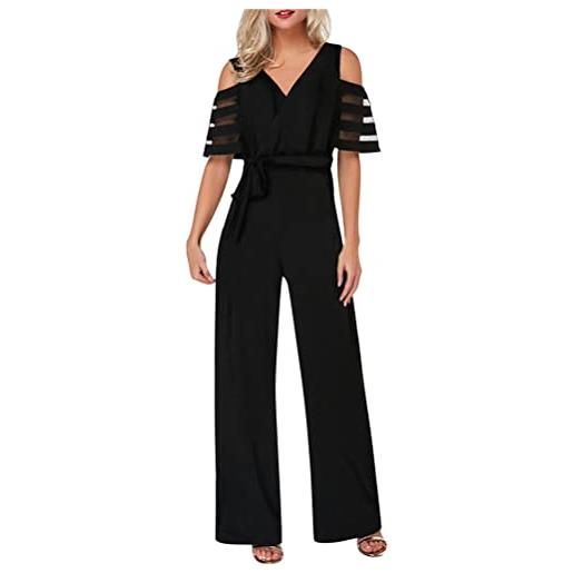 ORANDESIGNE senza maniche vita alta long pantaloni schiena nuda fionda tuta intera aderente da donna elegante tinta unita playsuit tuta cerimonia cocktail overall monopezzi tutine 01-blu scuro m