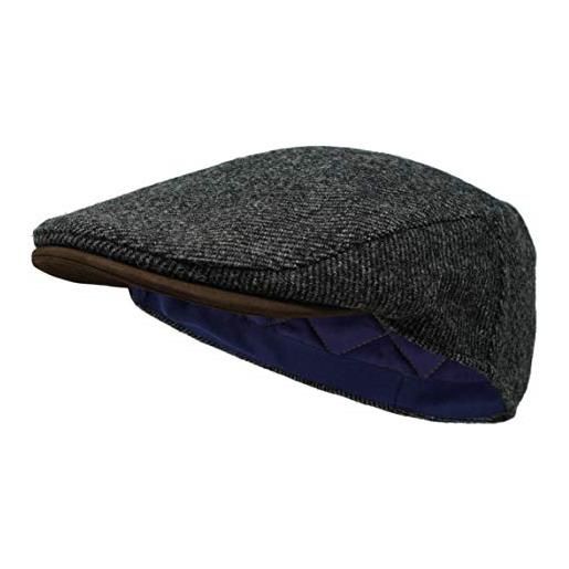 Borges & Scott lo sloan - coppola in tweed irlandese e pelle nubuck - cielo notturno herringbone s