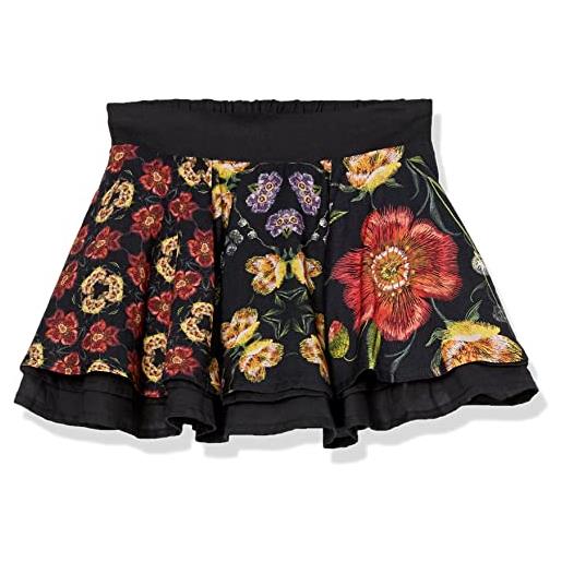 Desigual fal_flow gonna, nero, 3-4 anni bambine e ragazze