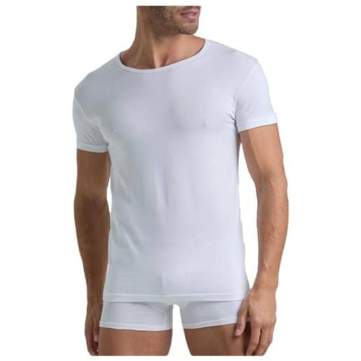 Lotto 3 pezzi - maglietta intima uomo lt1010 girocollo bielastica - t-shirt elasticizzata in cotone morbido e traspirante - blu, xxl