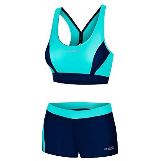 Aqua Speed fiona ladies tankini | due pezzi | tessuto vita | resistente al cloro e crema solare/olio | 01. Turchese - marina | taglia: 42