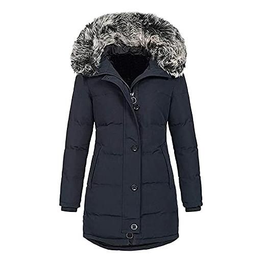Generico giacca invernale donna calda comodi piumino donna in pile maniche lunghe moda parka con cappuccio antivento taglie forti jacket elegante inverno giubbino casual offerte giubbotto slim fit cappotto