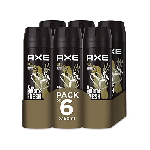 Axe bodyspray gold deodorante da uomo, 150 ml, confezione da 6