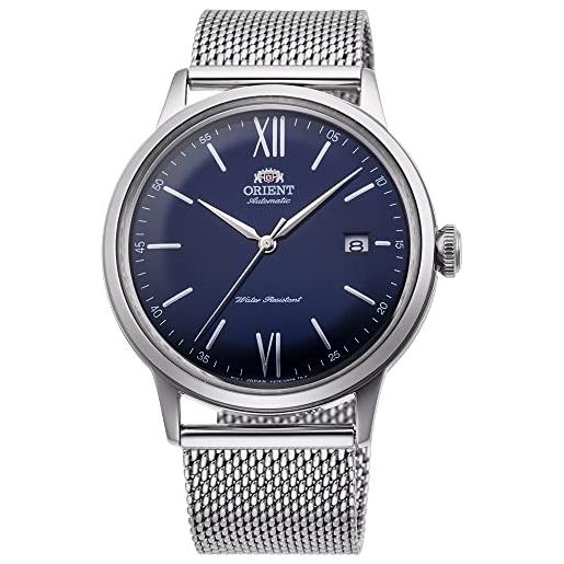 Orient bambino v6 - orologio da polso da uomo automatico e a carica manuale meccanico classico bracciale e cassa in acciaio inox di colore grigio display analogico blu - ra-ac0019l10b