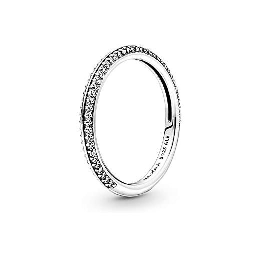 PANDORA me anello con pavé in argento sterling con zirconia cubica trasparente, 54