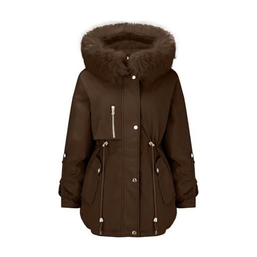 Generico giubbino donna autunnale giubbino inverno donna giacca invernale da donna cappotto invernale cappotto parka outdoor street cappotto lungo invernale giubbotto autunnale donna (coffee, xxxl)