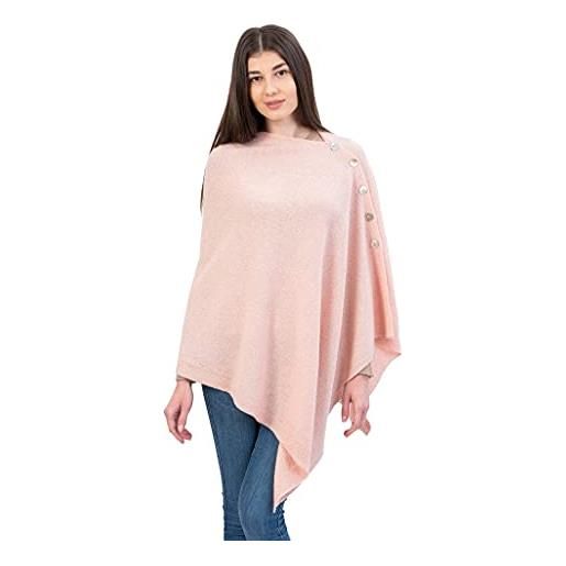 SAOL poncho da donna in lana d'agnello, leggero, taglia unica, rosa chiaro. , taglia unica