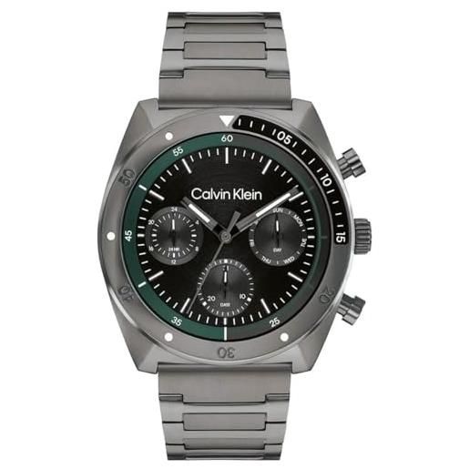 Calvin Klein orologio analogico multifunzione al quarzo da uomo collezione ck flex con cinturino in acciaio inossidabile color canna di fucile - 25200466