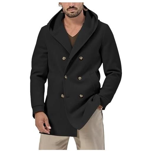 Beokeuioe Giacche Primaverili Da Uomo Cappotto Giacche Di Mezza Stagione Leggere Cardigan Lungo Cardigan Giacca Con Cappuccio Giacca Da Uomo Casual Elegante Giacca A Vento Doppiopetto Trench, Blu, S : Amazon.it: Moda