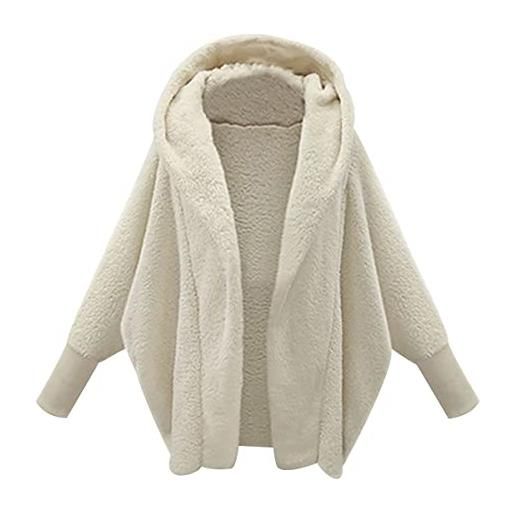 Peuignao giacca pile donna con cappuccio teddy cappotto donna giacca felpa giubbini termica felpata sherpa donna fleece jacket giubbotto peloso giacche pile felpate teddy giacca orsetto pelosa donna bianco m