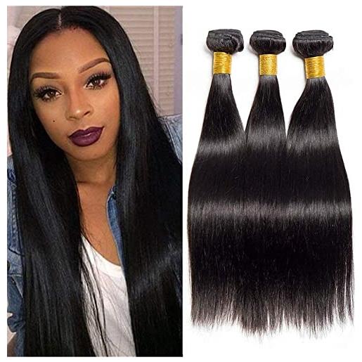 feibin tessitura brasiliana in lotto capelli umani vergini tessitura capelli naturali lisci lotto 100% capelli umani naturali lisci capelli lisci dritti capelli fasci (24 24 24 pollici/210g)