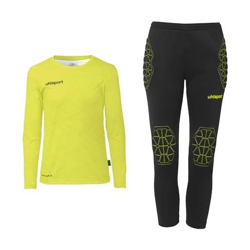 uhlsport set da portiere unisex prediction junior, giallo fluo/nero, 152 eu