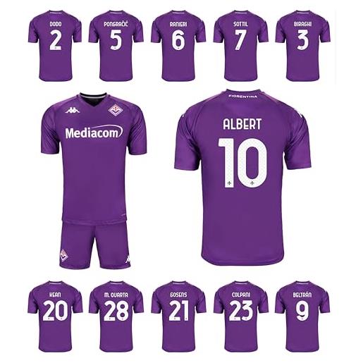 Kappa completo bambino maglia gara home fiorentina 2024/25 personalizzabile con nomi e numeri kean albert beltràn (viola, 6 anni)