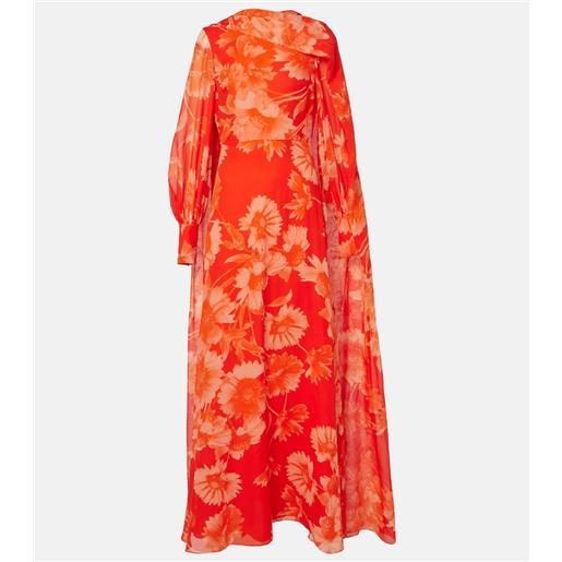 Erdem abito lungo in seta con stampa floreale