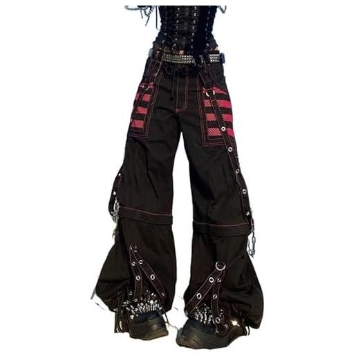 MAEHARRT pantalone da donna y2k, pantaloni goth, punk, emo, baggy, a gamba larga, harajuku, grunge, vestiti hip hop, nero-e, m