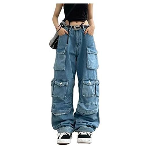 MAEHARRT pantalone da donna y2k, pantaloni goth, punk, emo, baggy, a gamba larga, harajuku, grunge, vestiti hip hop, nero-e, s