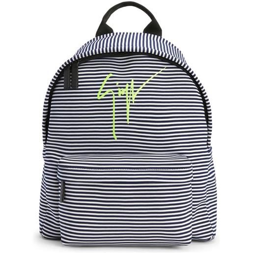 Giuseppe Zanotti zaino bud a righe con logo - bianco