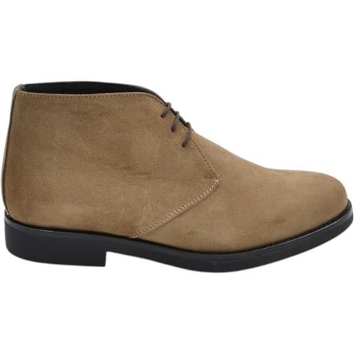 Malu Shoes polacchino uomo vera pelle scamosciata beige comfort gomma sottile business professionista handmade in italy
