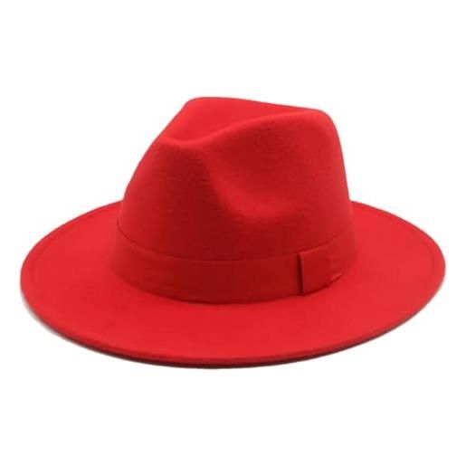 Hgvcfcv donne fedora hat uomo classico formale vestito donna inverno cappello fedora uomo cappelli, rosso, 60-62cm(xl)