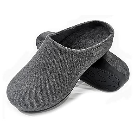 Aitann pantofole da uomo per fascite plantare per alleviare il dolore, zoccolo ortopedico con grande supporto dell'arco, pantofole antiscivolo da uomo di casa, grigio, 46 eu
