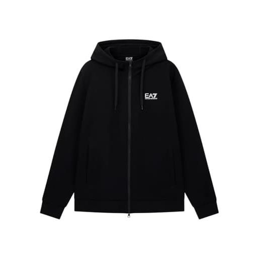 EA7 emporio armani uomo felpa con cappuccio e zip in cotone (it, testo, m, regular, regular, nero)