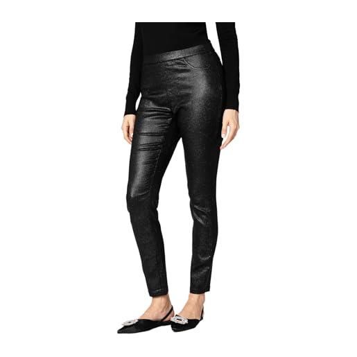 Goldenpoint donna leggings skinny denim effetto spalmato con vita media elasticata e tasche posteriori