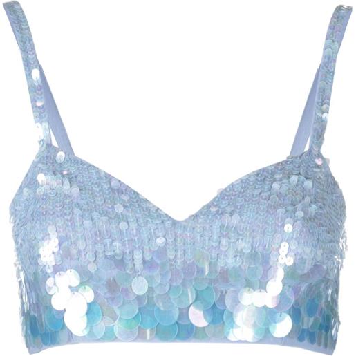 P.A.R.O.S.H. top corto con paillettes - blu