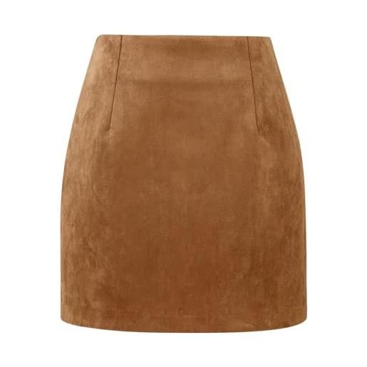 Mywinway mini gonna scozzese per le donne a vita alta una linea aderente matita autunno gonne, verde/lunghezza al ginocchio, l