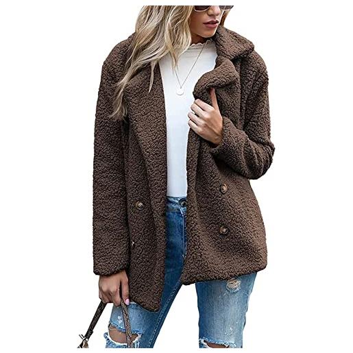 BININBOX giacca in pile da donna giacca invernale teddy sherpa cappotto di lana con risvolto. 