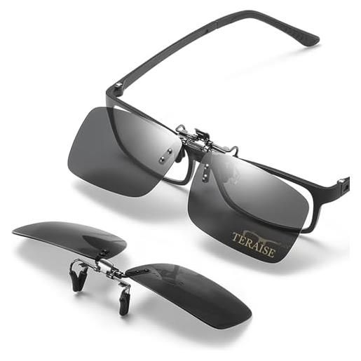TERAISE polarized clip-on sunglasses over prescription glasses anti-glare uv404 for men women driving travelling outdoor sport