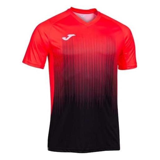 Joma maglietta a maniche corte tiger iv nero corallo fluoro maglietta unisex adulto
