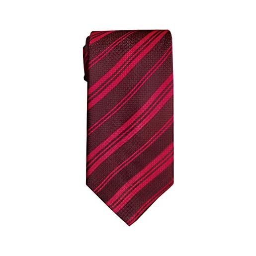 Remo Sartori - cravatta in pura seta regimental a righe rosse e bordeaux, made in italy, uomo