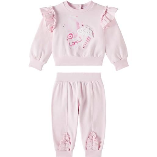 Monnalisa baby - pantaloni e felpa in misto cotone