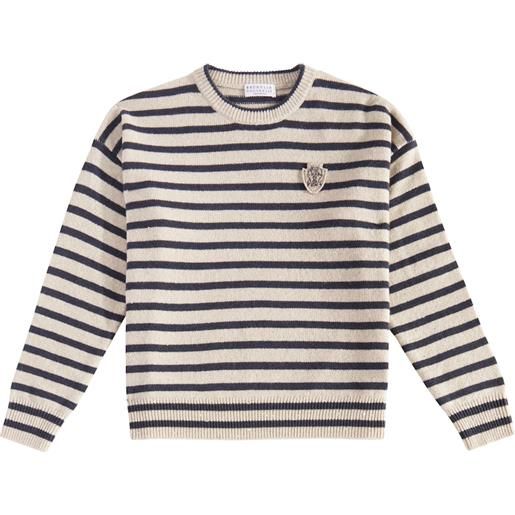 Brunello Cucinelli Kids pullover in cashmere e lana a righe