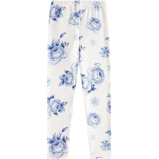 Monnalisa leggings roses snowflakes con stampa