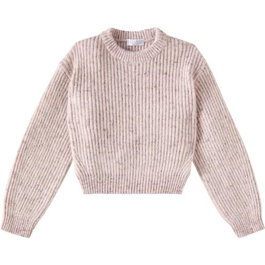 Brunello Cucinelli Kids pullover in tweed di misto lana e mohair