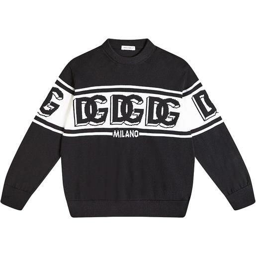 Dolce&Gabbana Kids pullover in lana vergine con intarsio dg