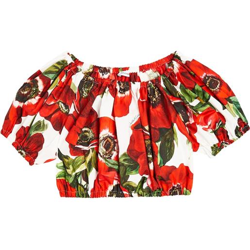 Dolce&Gabbana Kids top in cotone con scollo bardot