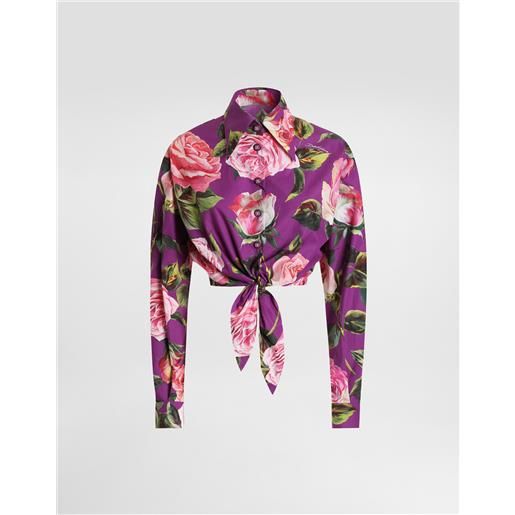 Dolce & Gabbana camicia con fiocco in cotone stampa rose