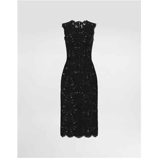 Dolce & Gabbana abito longuette in pizzo stretch logato