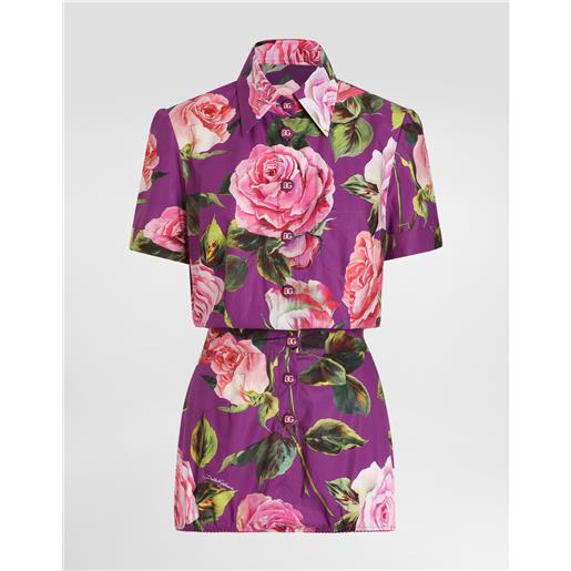 Dolce & Gabbana tuta pagliaccetto in cotone stampa rose