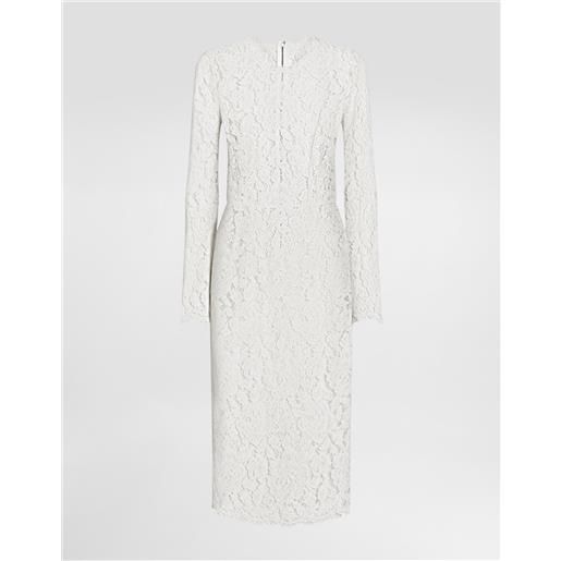 Dolce & Gabbana abito manica lunga in pizzo stretch logato