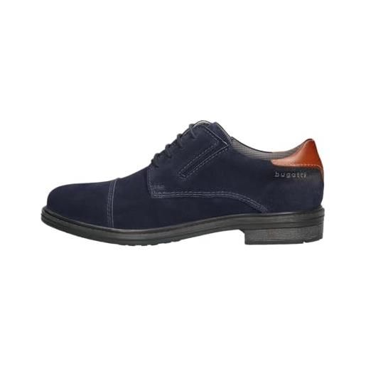 bugatti derby-schnürschuh mit verstärkter sohle für einen maskulinen look, con lacci uomo, dark blue 4100, 42 eu larga