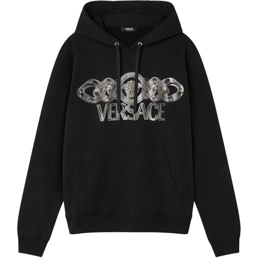 Versace felpa medusa on chain con cappuccio - nero